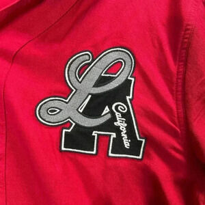 Hollister L Mens NWT LA California Ball Jersey Red Hooded Button Up Sweatshirt